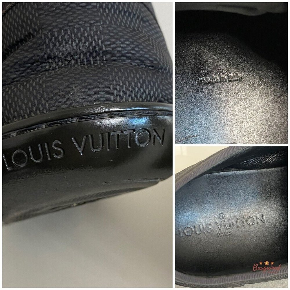 Authentic Louis Vuitton Gray/Black Damier Graphite Nylon Men's Sneakers Size 9.5 - Picture 5 of 14